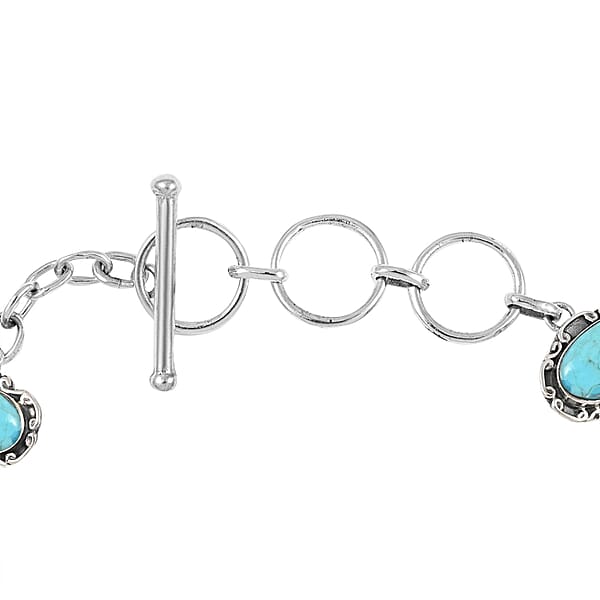 Shop Lc Santa Fe Style Kingman Turquoise Bracelet In Sterling Silver (7-8.0In) 9.50 Grams 4.00 Ctw