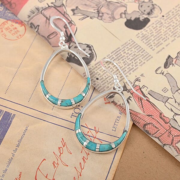 Shop Lc Santa Fe Style Kingman Turquoise Dangle Earrings In Sterling Silver 0.70 Ctw