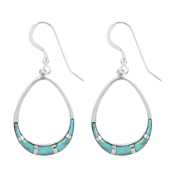 Shop Lc Santa Fe Style Kingman Turquoise Dangle Earrings In Sterling Silver 0.70 Ctw