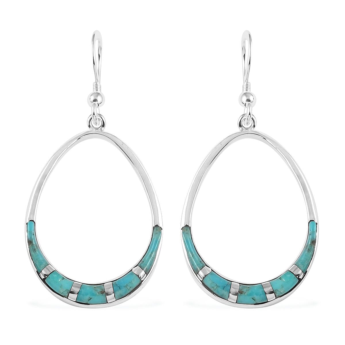 shop lc Santa Fe Style Kingman Turquoise Dangle Earrings in Sterling Silver 0.70 ctw