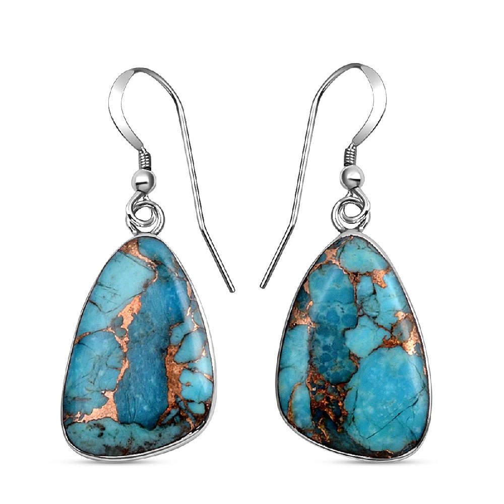 shop lc Santa Fe Style Mojave Blue 18.00 ctw Earrings in Sterling Silver Silver Solitaire Dangle Earrings Silver Jewelry For Women