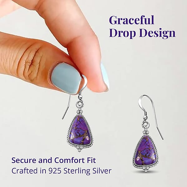 Shop Lc Santa Fe Style Mojave Purple Turquoise 2.20 Ctw Earrings In Sterling Silver Dangle Drop Earrings Western Jewelry For Women