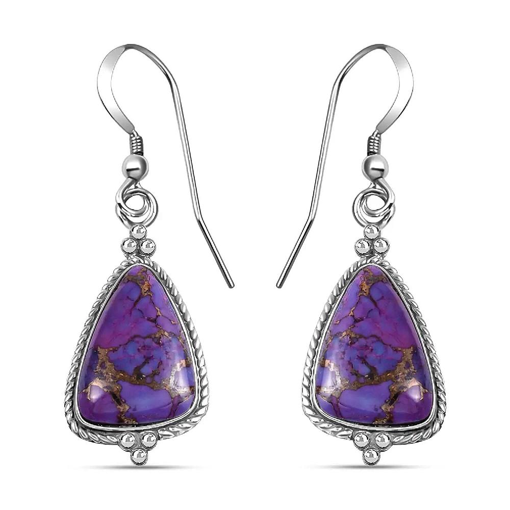 shop lc Santa Fe Style Mojave Purple Turquoise 2.20 ctw Earrings in Sterling Silver Dangle Drop Earrings Western Jewelry for Women