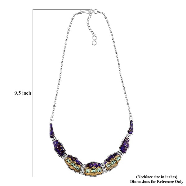 Shop Lc Santa Fe Style Purple Turquoise And Multi Gemstone Necklace 18-20 Inches And Earrings In Sterling Silver 45.75 Ctw