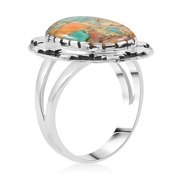 Shop Lc Santa Fe Style Spiny Turquoise 10.00 Ctw Ring In Sterling Silver (Size 10.0)