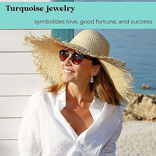 Shop Lc Santa Fe Style Spiny Turquoise 2.00 Ctw Earrings In Sterling Silver