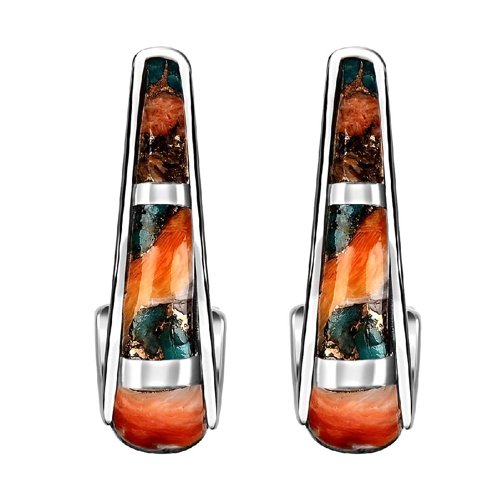 shop lc Santa Fe Style Spiny Turquoise 2.00 ctw Earrings in Sterling Silver