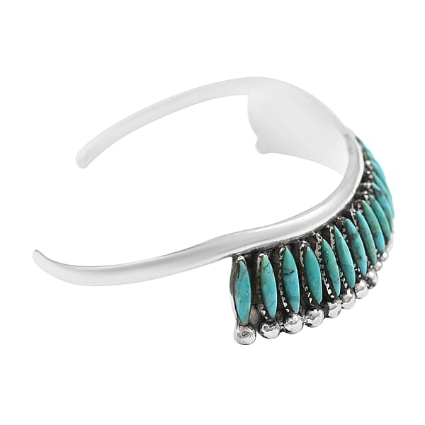 Shop Lc Santa Fe Style Turquoise Cuff Bracelet In Sterling Silver (7.00 In) 15 Grams 1.25 Ctw