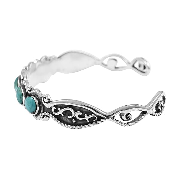 Shop Lc Santa Fe Style Turquoise Cuff Bracelet In Sterling Silver (7.00 In) 2.50 Ctw
