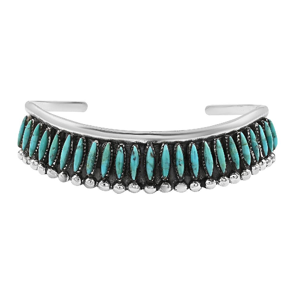 shop lc Santa Fe Style Turquoise Cuff Bracelet in Sterling Silver (7.00 In) 15 Grams 1.25 ctw