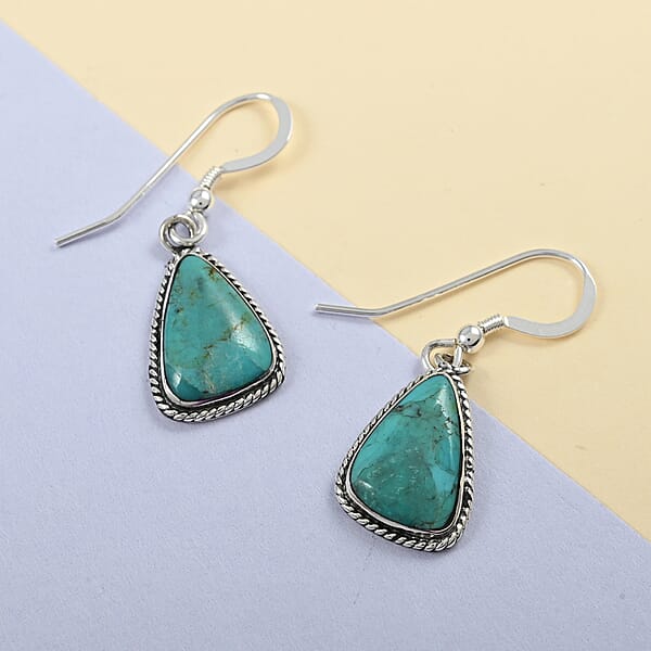 Shop Lc Santa Fe Style Turquoise Dangle Earrings In Sterling Silver 0.60 Ctw