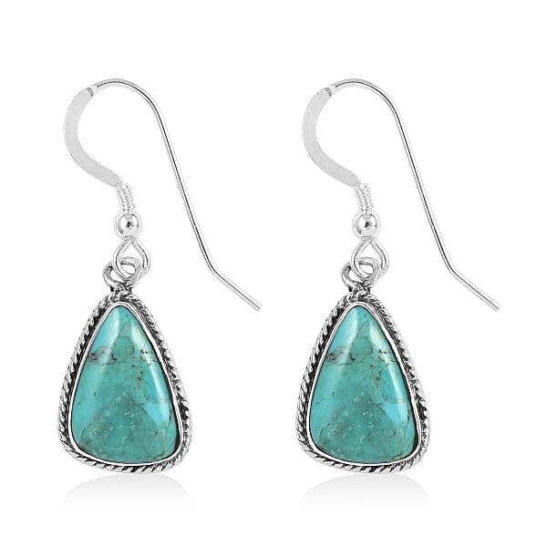 Shop Lc Santa Fe Style Turquoise Dangle Earrings In Sterling Silver 0.60 Ctw