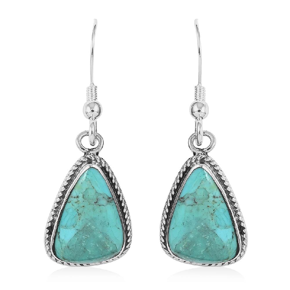 shop lc Santa Fe Style Turquoise Dangle Earrings in Sterling Silver 0.60 ctw