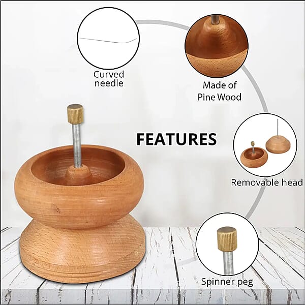 Shop Lc Seed Bead Spinner With Big Eye Beading Needle Wooden Spin And String Beading Spinner Jewellery Making Tool With Curved Needle