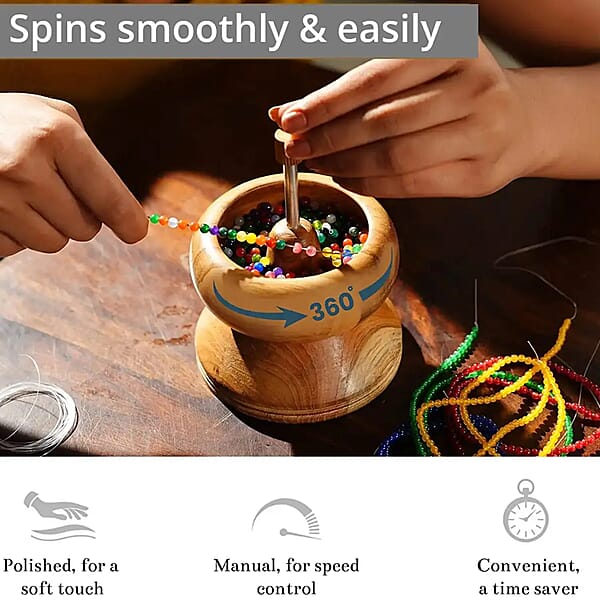 Shop Lc Seed Bead Spinner With Big Eye Beading Needle Wooden Spin And String Beading Spinner Jewellery Making Tool With Curved Needle