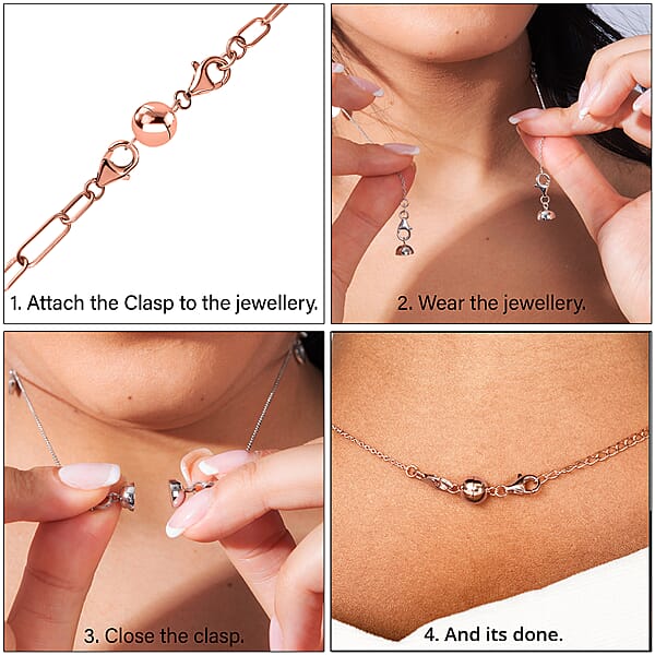 Shop Lc Set Of 12 Rhodium 14K YG And RG Over Sterling Silver 9mm Round Magnetic Lock With Lobster Clasp (29.64 G) (Del. In 10-12 Days)