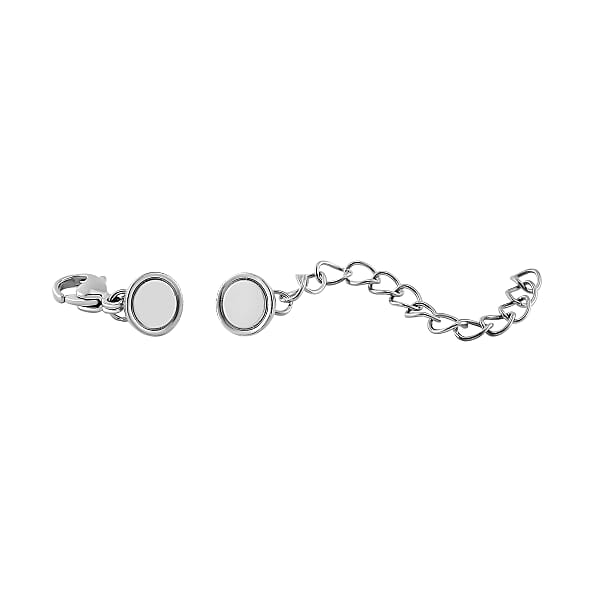 Shop Lc Set Of 2 -11mm Lobster Lock With 8mm Magnetic Lock And 2 Inch Extender Chain In Rhodium Over Stainless Steel