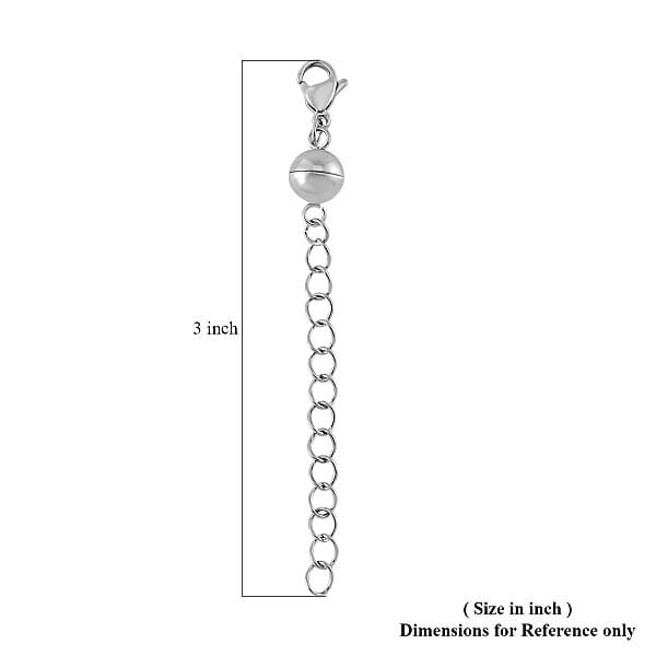 Shop Lc Set Of 2 -11mm Lobster Lock With 8mm Magnetic Lock And 2 Inch Extender Chain In Rhodium Over Stainless Steel