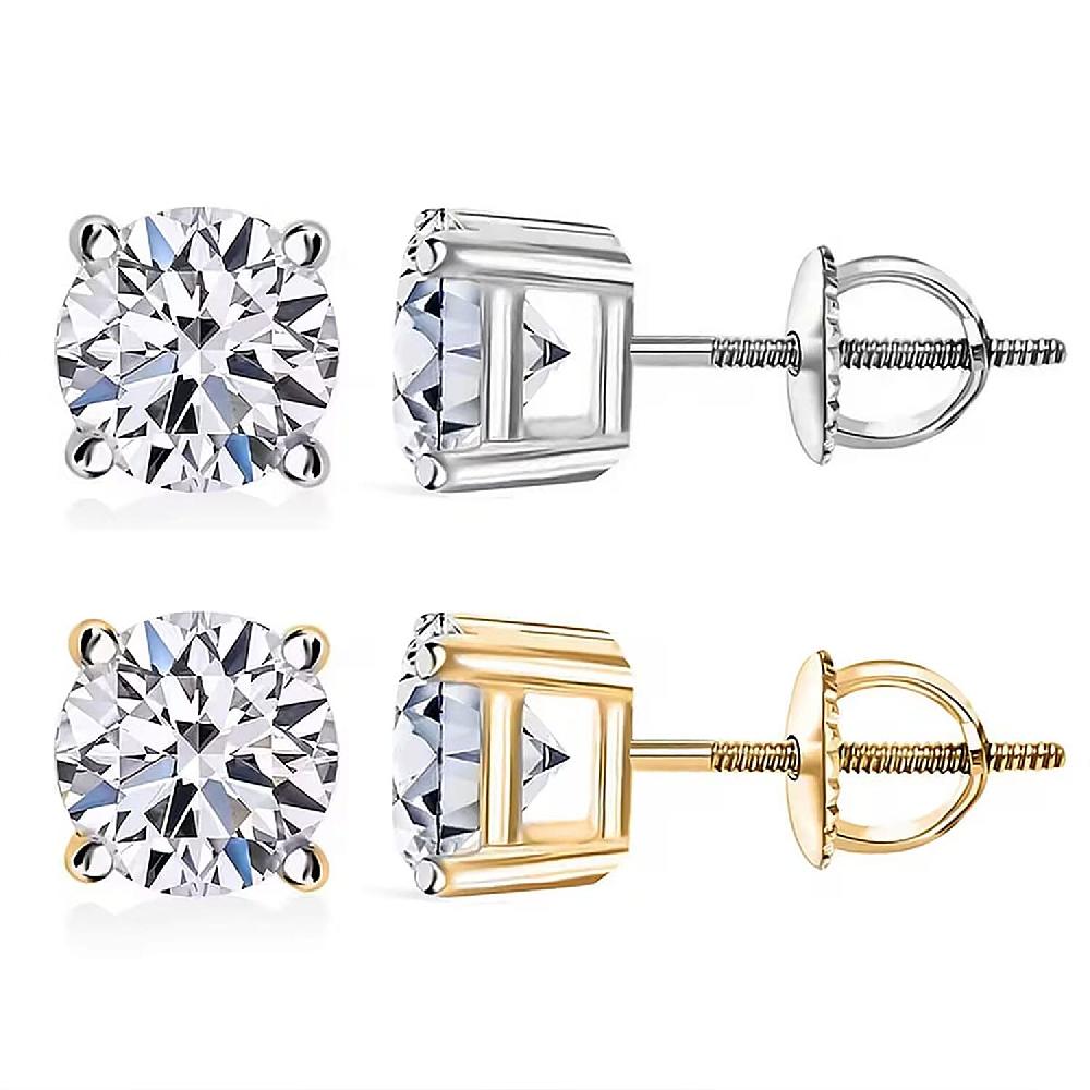 shop lc Set of 2 14K Yellow and White Gold Luxuriant Lab Grown Diamond (G SI1) Solitaire Stud Earrings 2.00 ctw (Del. In 10-12 Days)