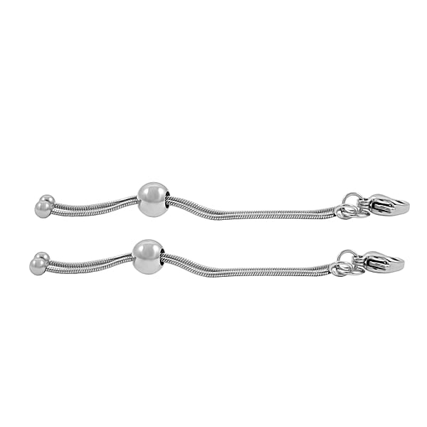 Shop Lc Set Of 2 9mm Lobster Lock With 2 Inch Snake Extender Chain 6mm Adjusting Beads In Rhodium Over Stainless Steel