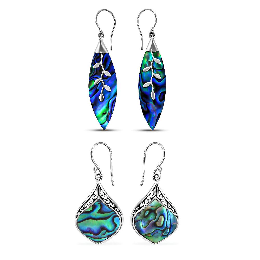 shop lc Set of 2 Abalone Shell Earrings in Sterling Silver
