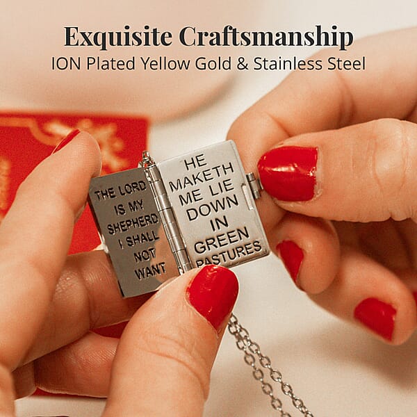 Shop Lc Set Of 2 Bible Pendant Necklace (24 Inches) In ION Plated YG And Steel (Del. In 10-12 Days)