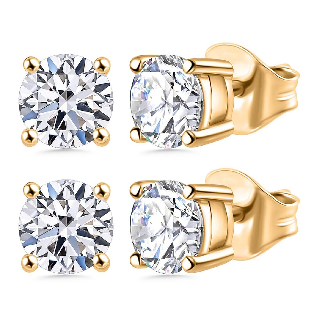 shop lc Set of 2 Luxuriant Lab Grown Diamond G-H SI 1.00 ctw Solitaire Stud Earrings in Vermeil Yellow Gold Over Sterling Silver