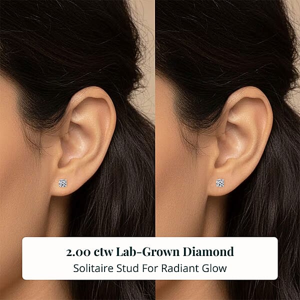 Shop Lc Set Of 2 Luxuriant Lab Grown Diamond G SI1 2.00 Ctw Solitaire Stud Earrings In 14K White Gold