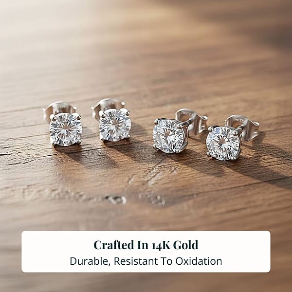 Shop Lc Set Of 2 Luxuriant Lab Grown Diamond G SI1 2.00 Ctw Solitaire Stud Earrings In 14K White Gold
