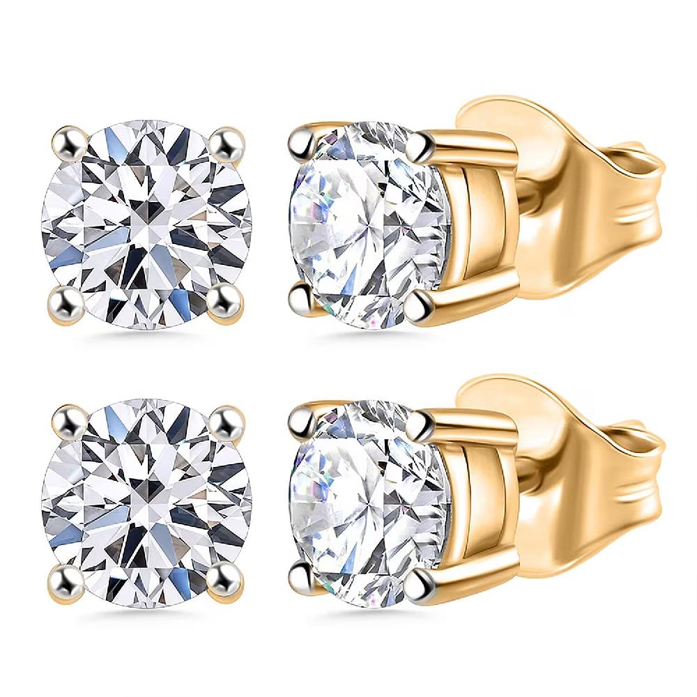 shop lc Set of 2 Luxuriant Lab Grown Diamond G SI1 2.00 ctw Solitaire Stud Earrings in 14K Yellow Gold