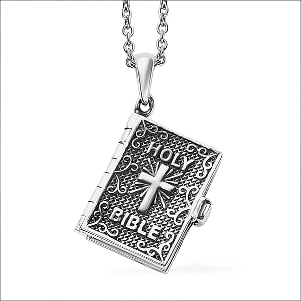 Shop Lc Set Of 2 Openable Holy Cross Bible Pendant In Sterling Silver With Stainless Steel Necklace (20 Inches) (Del. In 10-12 Days)
