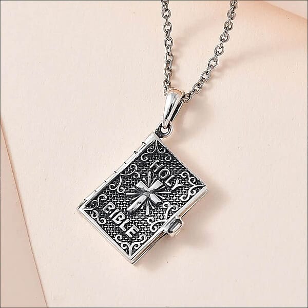 Shop Lc Set Of 2 Openable Holy Cross Bible Pendant In Sterling Silver With Stainless Steel Necklace (20 Inches) (Del. In 10-12 Days)