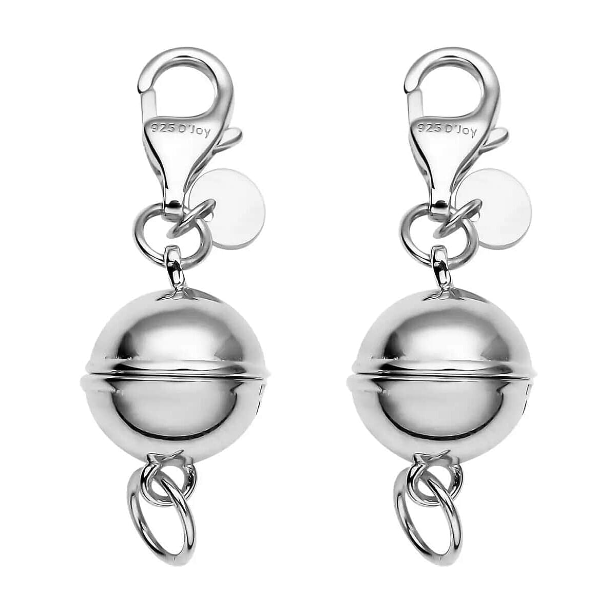 shop lc Set of 2 Rhodium Over Sterling Silver Magnetic Lock Jewelry Lock with Lobster Clasp Silver Jewelry Clasp Round Magnetic Lock in Silver 2.50 Grams