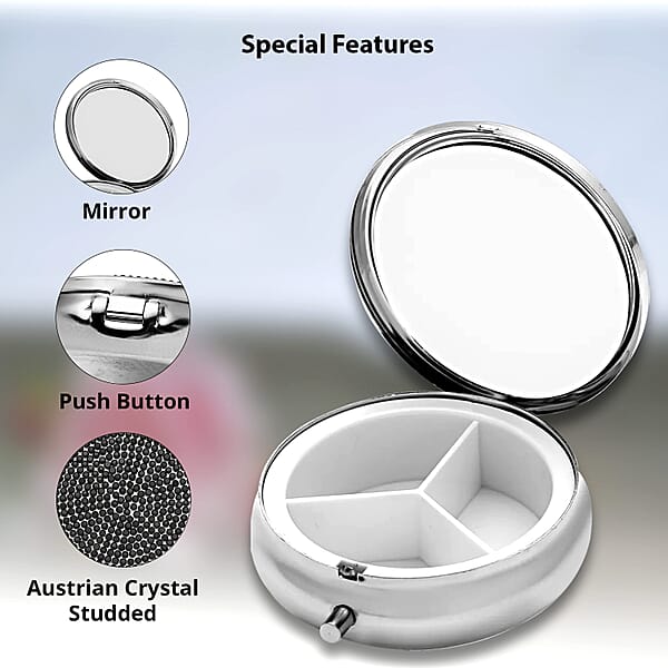 Shop Lc Set Of 2pcs White & Black Austrian Crystal & Mirror Jewelry Box In Silvertone