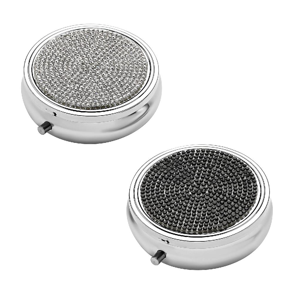 shop lc Set of 2pcs White & Black Austrian Crystal & Mirror Jewelry Box in Silvertone