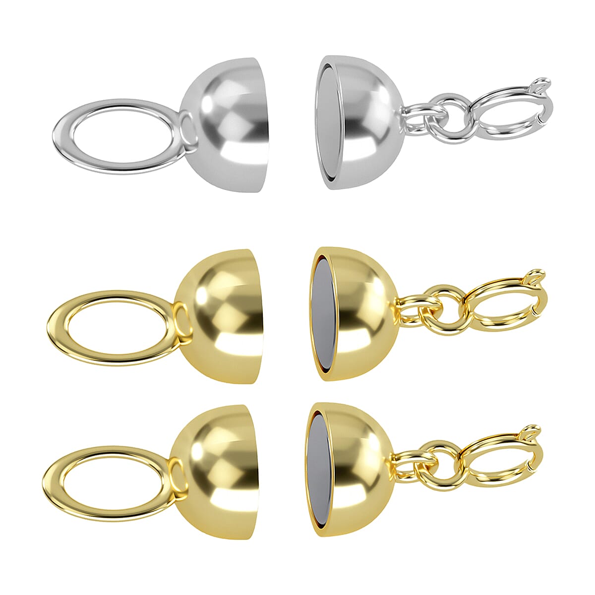 shop lc Set of 3 - 10K White and Yellow Solid Gold Magnetic Lock (2.35 g)