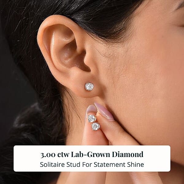 Shop Lc Set Of 3 14K White And Yellow Gold Luxuriant Lab Grown Diamond (G SI1) Solitaire Stud Earrings 3.00 Ctw (Del. In 10-12 Days)