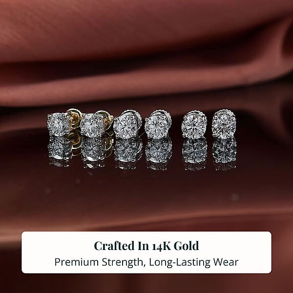 Shop Lc Set Of 3 14K White And Yellow Gold Luxuriant Lab Grown Diamond (G SI1) Solitaire Stud Earrings 3.00 Ctw (Del. In 10-12 Days)