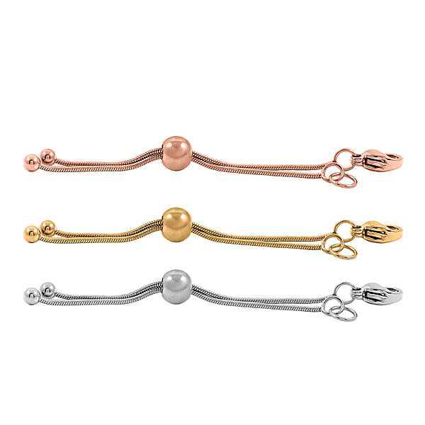 Shop Lc Set Of 3 - 9mm Lobster Lock With Each Side 2 Inch Snake Extender Chain 6mm Adjusting Beads In ION Plated YRG And Stainless Steel