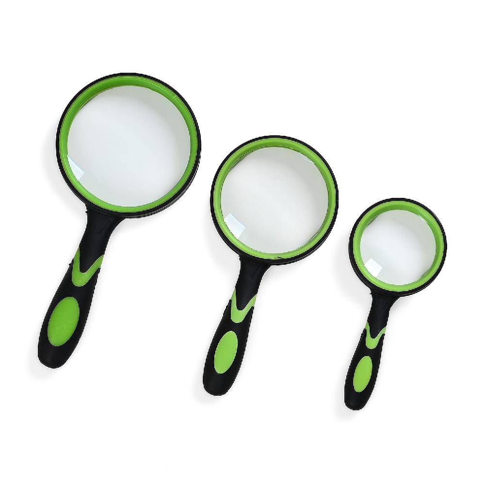 shop lc Set of 3 Green-Handheld Magnifying Glass (60mm/5x 80mm/6x and 90mm/7x)