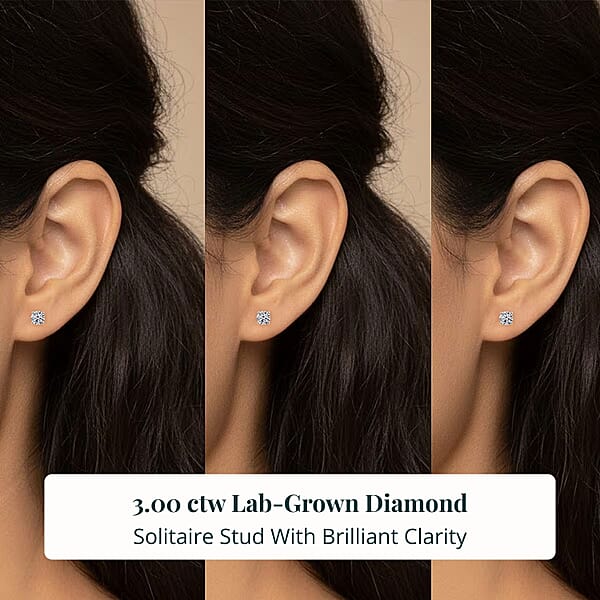 Shop Lc Set Of 3 Luxuriant Lab Grown Diamond G SI1 3.00 Ctw Solitaire Stud Earrings In 14K Yellow Gold