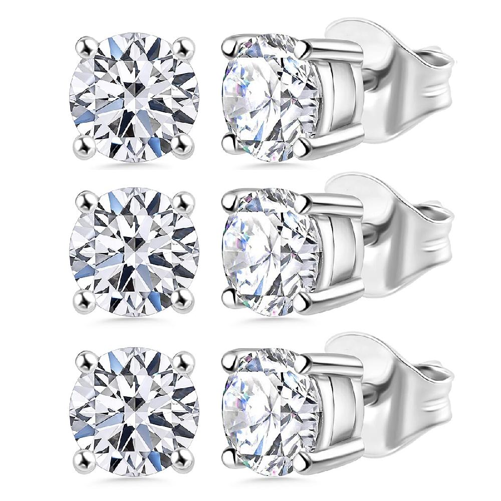 shop lc Set of 3 Luxuriant Lab Grown Diamond G SI1 3.00 ctw Solitaire Stud Earrings in 14K White Gold