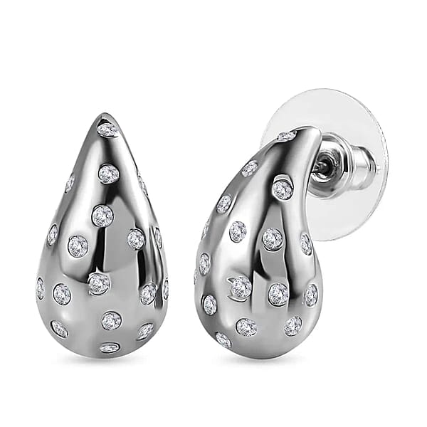 Shop Lc Set Of 3 Moissanite Raindrop Tear Drop Statement Earrings In Vermeil Yellow Rose Gold And Platinum Over Sterling Silver 2.90 Ctw