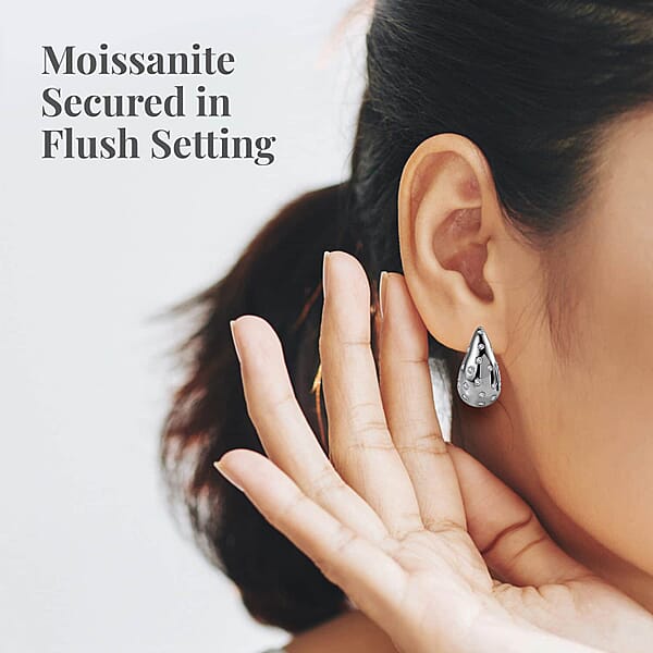 Shop Lc Set Of 3 Moissanite Raindrop Tear Drop Statement Earrings In Vermeil Yellow Rose Gold And Platinum Over Sterling Silver 2.90 Ctw