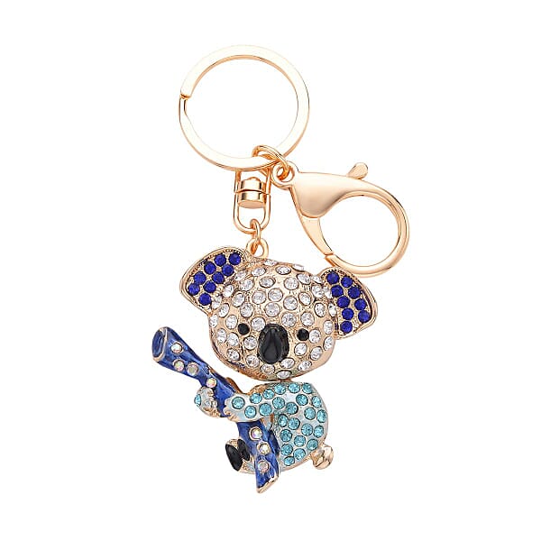 Shop Lc Set Of 3 Multi Color Austrian Crystal Enameled Elephant Cat And Tiger Keychain In Dualtone