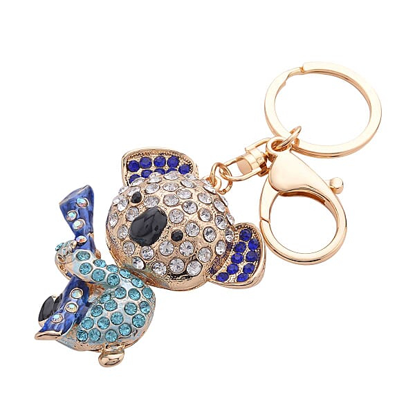 Shop Lc Set Of 3 Multi Color Austrian Crystal Enameled Elephant Cat And Tiger Keychain In Dualtone