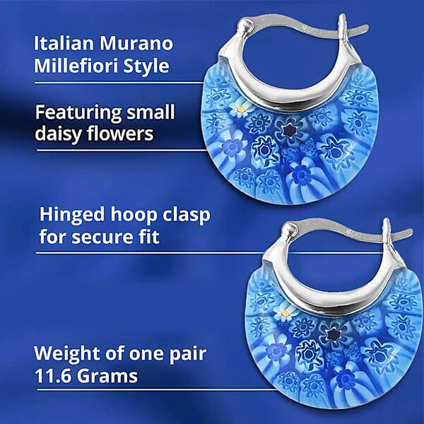 Shop Lc Set Of 3 Red Green And Blue Murano Style Basket Earrings In Stainless Steel (Del. In 10-12 Days)