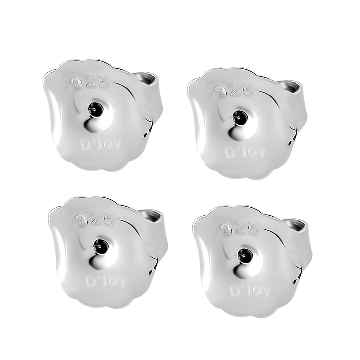 shop lc Set of 4 - Rhodium Over Sterling Silver 9mm Ear Nut 3.20 Grams