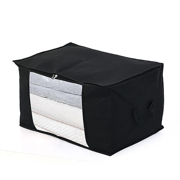 Shop Lc Set Of 5 Black Non-Woven Fabric Storage Bag With Clear Window