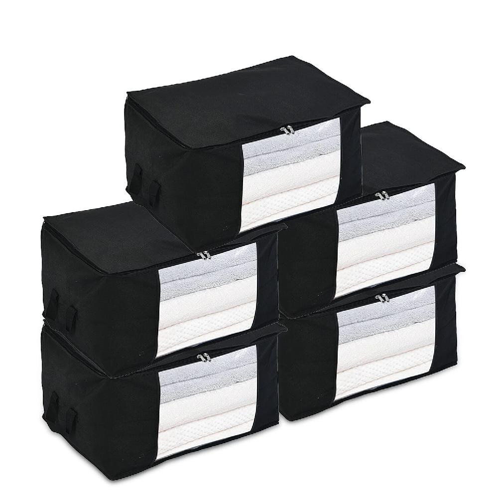 shop lc Set of 5 Black Non-Woven Fabric Storage Bag with Clear Window